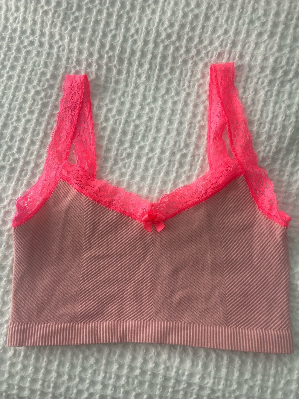 Urban Outfitters light pink with bright pink lace tank top